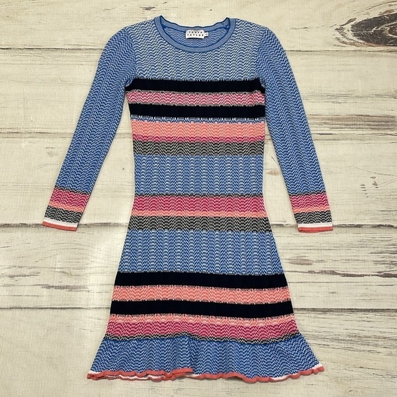 Tanya Taylor Sweater Dress Women's XS Extra Small Blue Striped Long Sleeve Midi - Picture 11 of 16